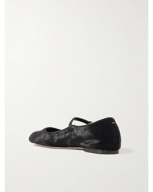 Aeyde Black Uma Calf Hair Mary Jane Ballet Flats