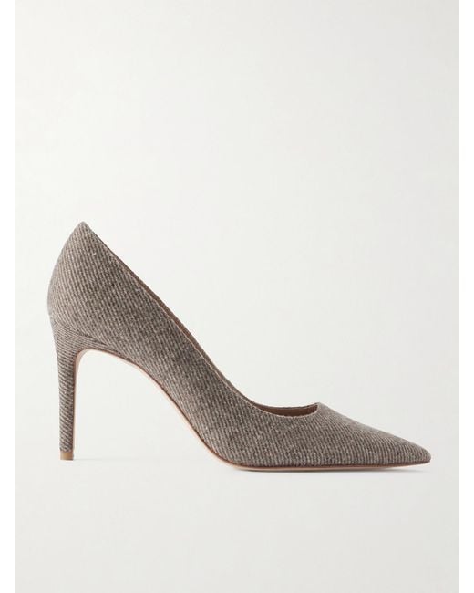 Stuart Weitzman Brown Stuart Power Twill Pumps