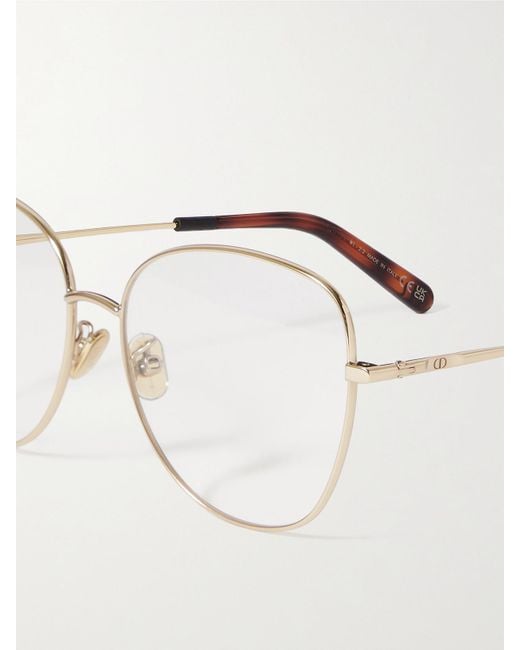 Dior Natural Mini Cd O B4U Oversized Round-Frame-Tone And Tortoiseshell Acetate Optical Glasses