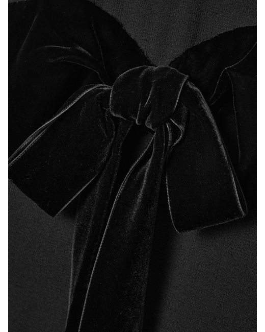 Oscar de la Renta Black Off-The-Shoulder Velvet-Trimmed Wool-Blend Cady Maxi Dress