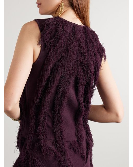 Ulla Johnson Purple Bonnie Fringed Stretch-Knit Top