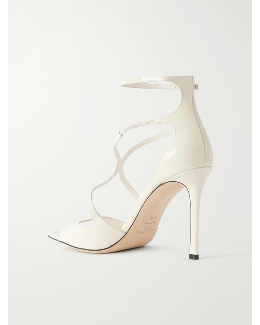 Jimmy Choo White Azia 95 Patent-Leather Sandals