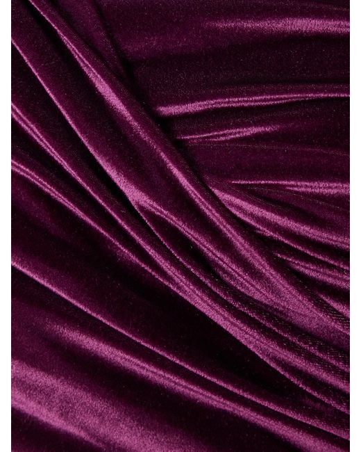 Maygel Coronel Purple Lido Cropped Stretch-Velvet Top