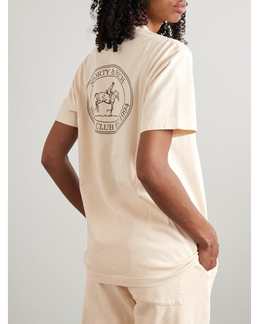 Sporty & Rich Natural Riding Club Printed Cotton-Jersey T-Shirt