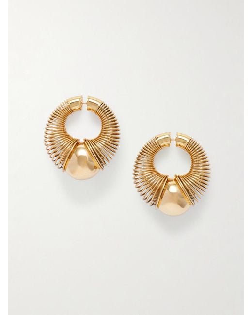 Alaïa White Tone Hoop Earrings