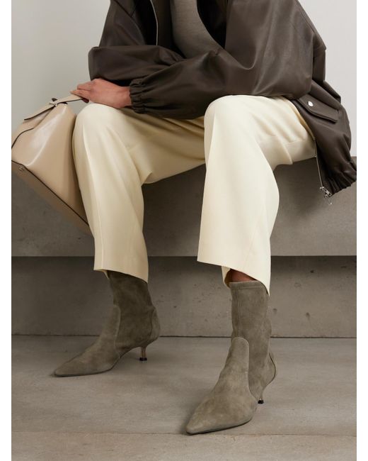 Stuart Weitzman Brown Naomi Ankle Boots Aus Veloursleder