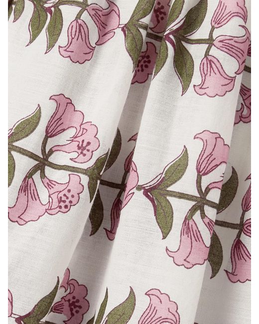 Alix Of Bohemia Natural Silvie Minikleid Aus Baumwoll-Voile Mit Blumenprint Und Raffungen