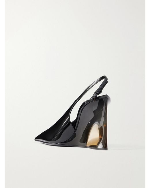 Alaïa Natural 110 Patent-Leather Wedge Pumps