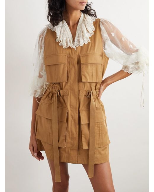 Chloé Natural Buckled Cotton-Twill Vest