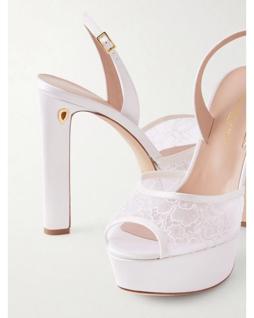 JENNIFER CHAMANDI Natural Antonio 130 Satin-Trimmed Lace Sandals