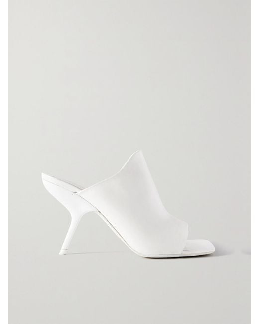 Ferragamo White Leather Mules