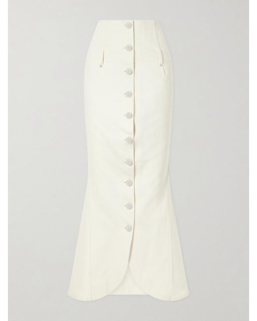 Wiederhoeft White Embellished Denim Midi Skirt