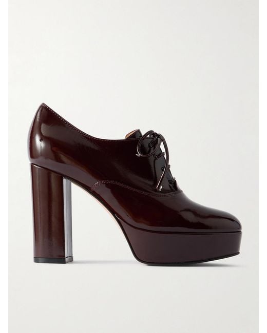 Gianvito Rossi Brown 70 Patent-Leather Platform Oxford Pumps