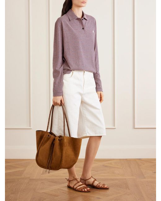 Proenza Schouler Brown Large Leather-Trimmed Ruched Suede Tote