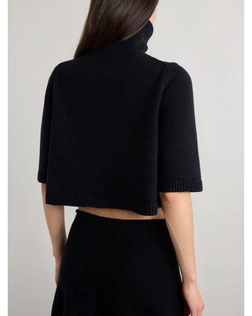 Alaïa Black Verkürzter Rollkragenpullover Aus Einer Kaschmirmischung