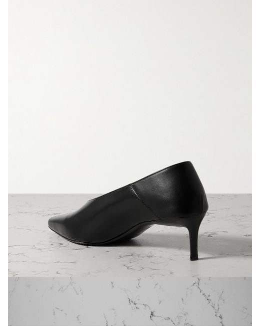 St. Agni Black Collapsible-Heel Leather Pumps