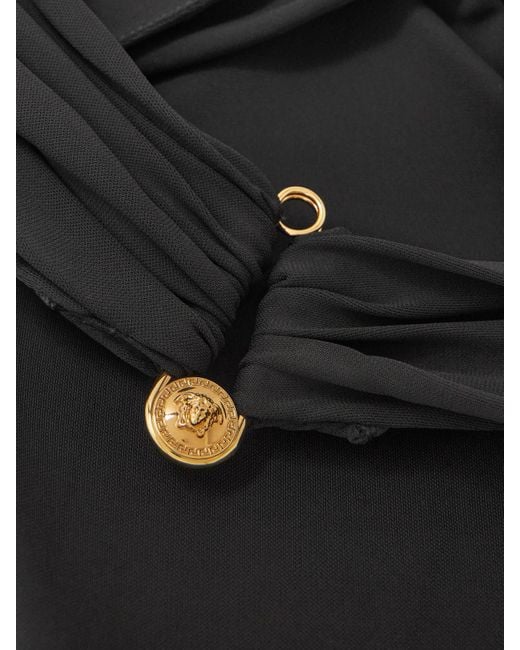 Versace Black Neckholder-Kleid Aus Stretch-Jersey Mit Raffungen Und Verzierung