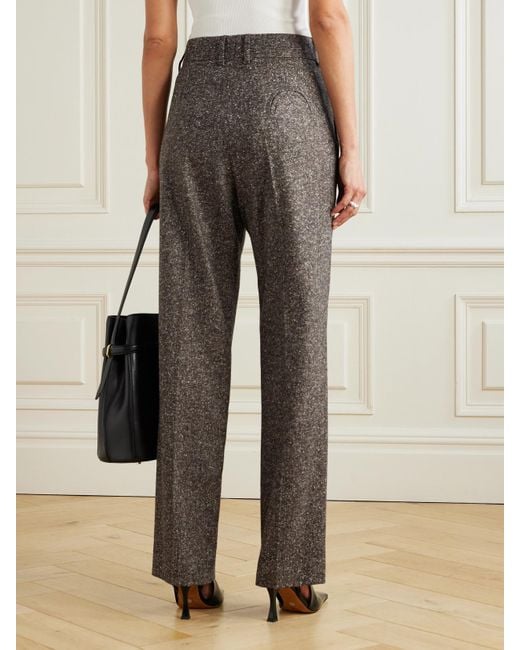 Blazé Milano Gray Sarissa Fox Pleated Tweed Straight-Leg Pants