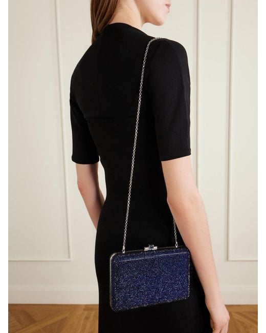 Judith Leiber Blue Slim Slide Crystal-Embellished-Tone Clutch