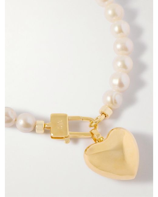 Joolz by Martha Calvo Natural Heart Kette Mit Perlen Und Vergoldeten Details