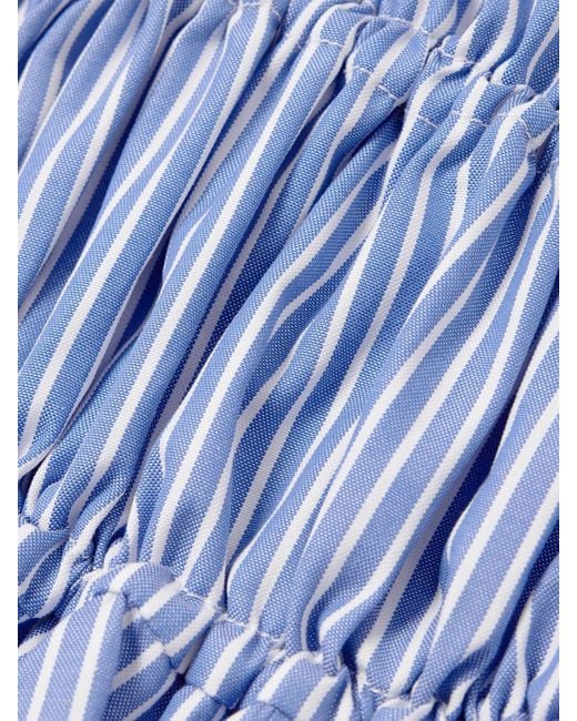 Altuzarra Blue Donrine Faux Pearl-Embellished Tie-Detailed Striped Cotton Midi Dress