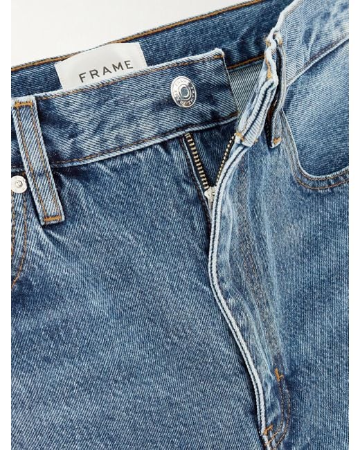 FRAME Blue The Bubble Crop Hoch Sitzende Barrel-Jeans Mit Fransen