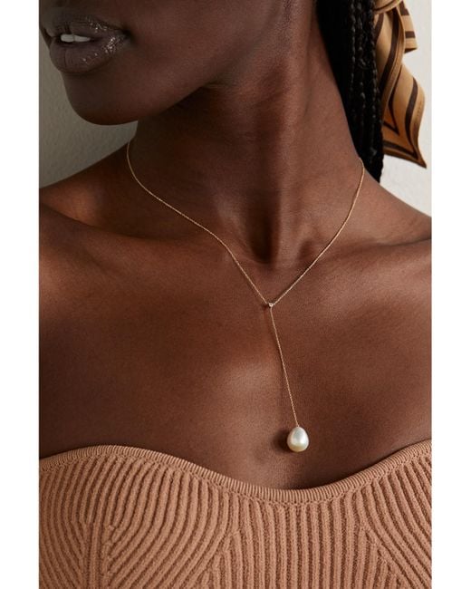 Mizuki Natural 14-Karat, Pearl And Diamond Necklace