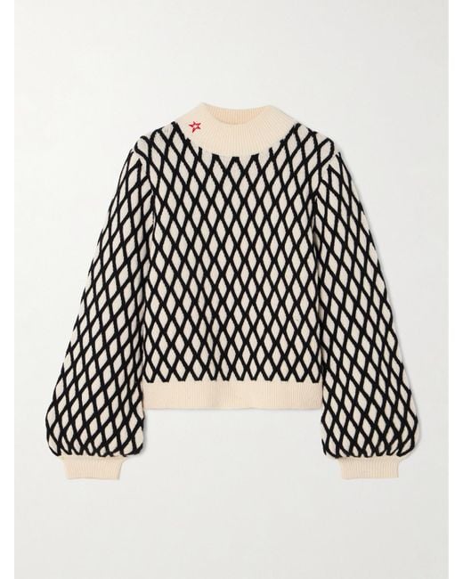 Perfect Moment Black Carving Air Wool And Cashmere-Blend Jacquard Sweater