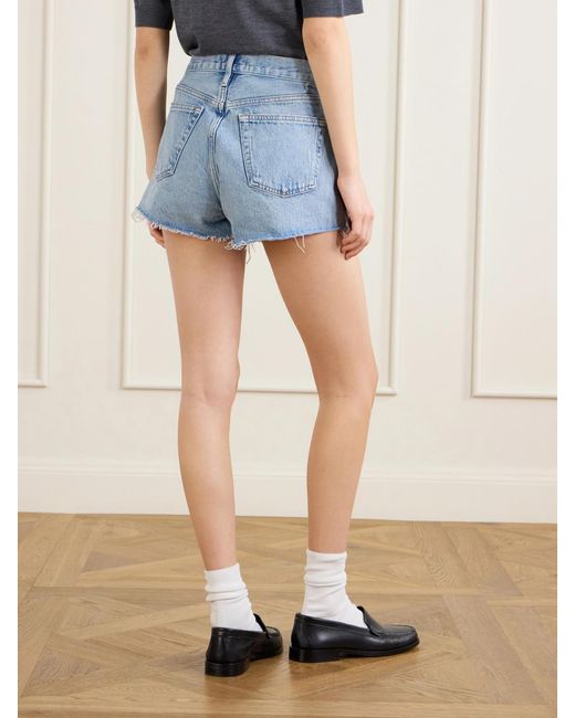 Agolde Blue Parker Distressed Denim Shorts