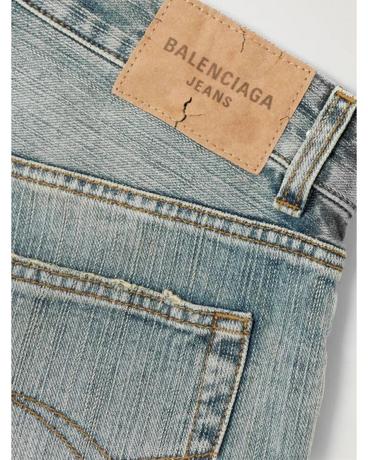 Balenciaga Blue Distressed Mid-Rise Wide-Leg Jeans
