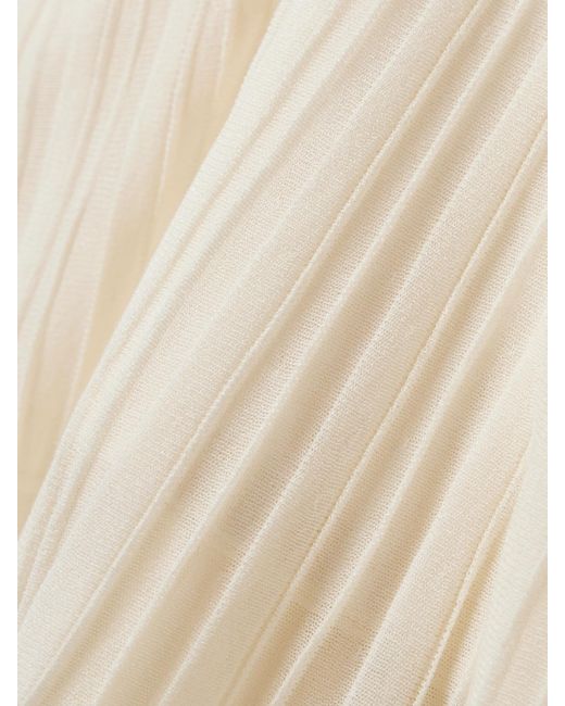 Isabel Marant White Gisole Paneled Pointelle-Knit Turtleneck Maxi Dress