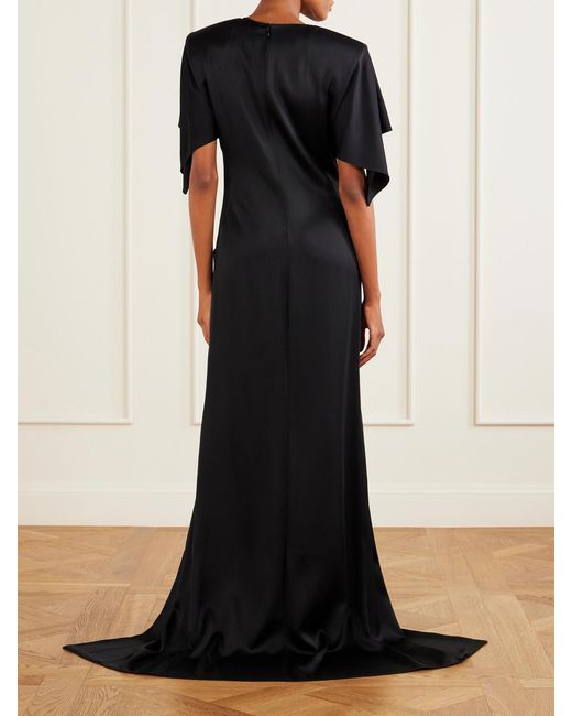 Stella McCartney Black Gathered Satin Mini Dress