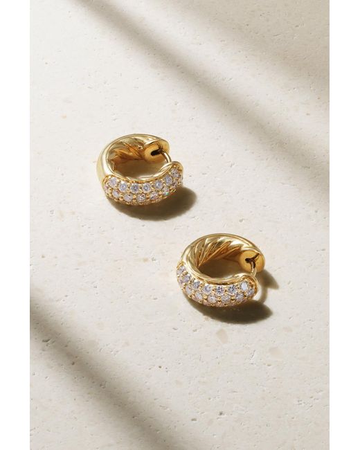 David Yurman Dy Mercertm Micro 18-karat Gold Diamond Hoop Earrings in ...