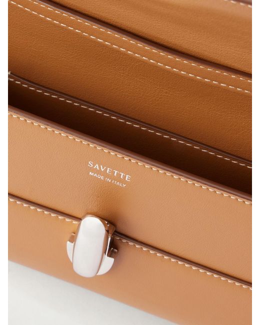 SAVETTE Brown Symmetry Mini Leather Shoulder Bag
