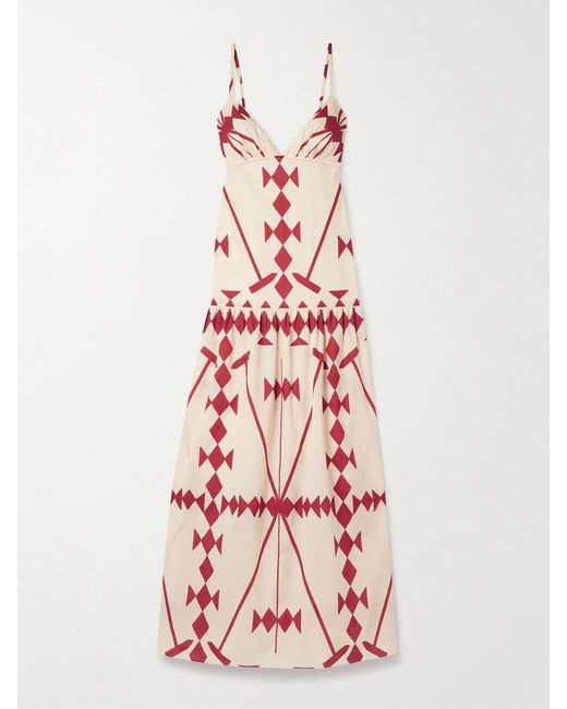 Johanna Ortiz Pink Zea Palm Printed Cotton-Poplin Maxi Dress