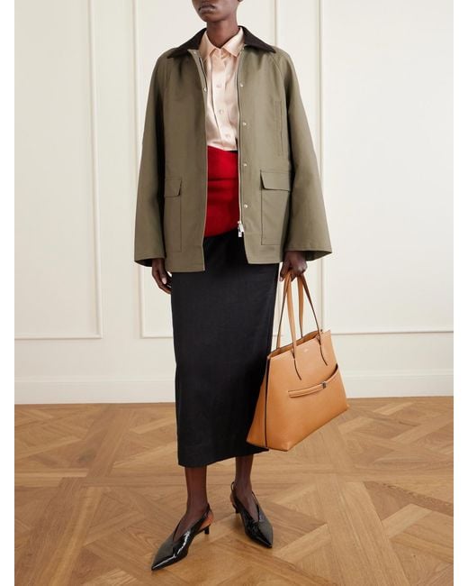 Totême Natural Corduroy-Trimmed Cotton-Gabardine Coat