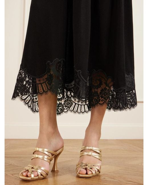 Zimmermann Black Valiant Off-The-Shoulder Lace-Trimmed Satin Maxi Dress