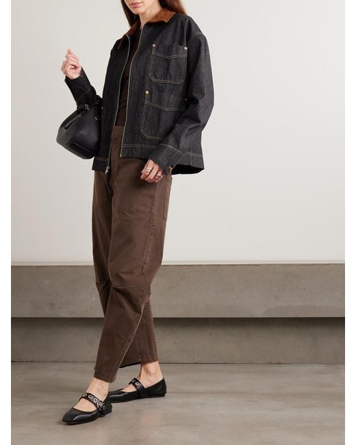 SLVRLAKE Denim Blue Casey Suede-Trimmed Denim Jacket