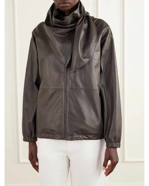 Loewe Black Scarf-Detailed Leather Jacket