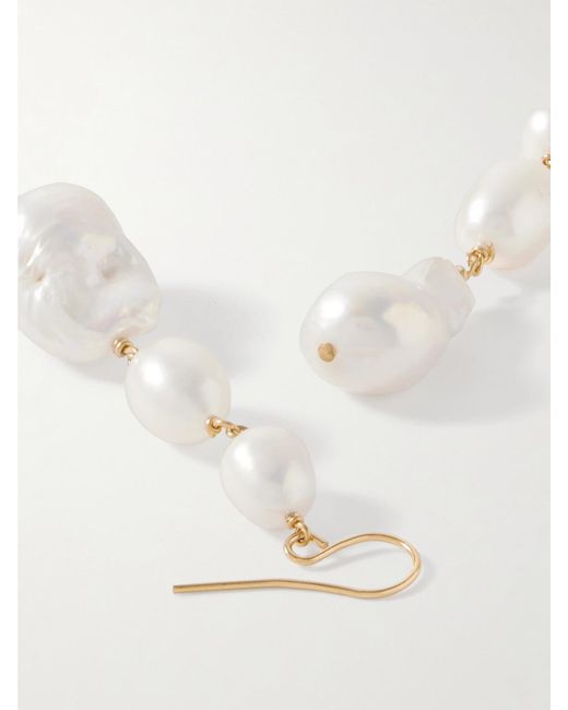 Jil Sander White Goldfarbene Ohrringe Mit Perlen
