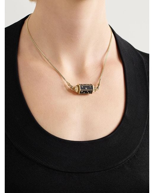 Marie Lichtenberg Natural Dot Locket Gourmette 18-Karat, Ebony And Diamond Necklace