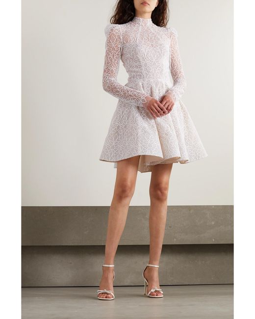 Rime Arodaky White Frankie Cutout Embroidered Tulle Mini Dress
