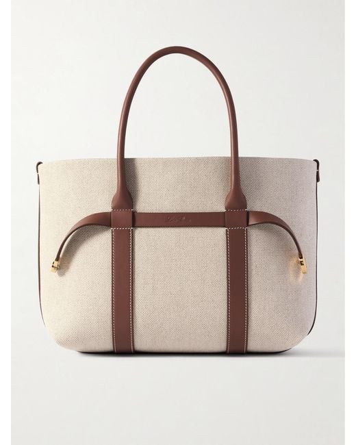 Loro Piana Natural Ghiera Small Leather-Trimmed Canvas Tote
