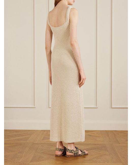 Khaite White Lex Crocheted Silk And Cotton-Blend Midi Dress