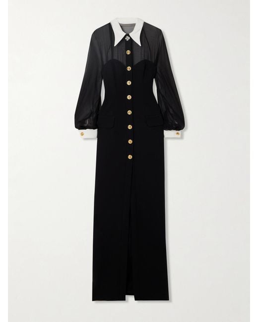 Versace Black Silk-Chiffon And Cady Shirt Dress