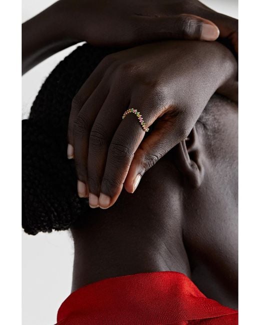 Yvonne Léon Metallic Alliance Vague 18-Karat, Sapphire And Tsavorite Ring