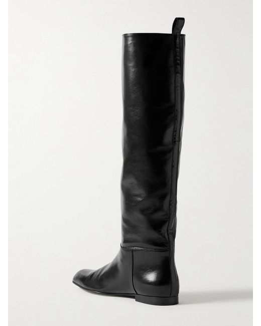 Khaite Black Colt Glossed-Leather Knee Boots