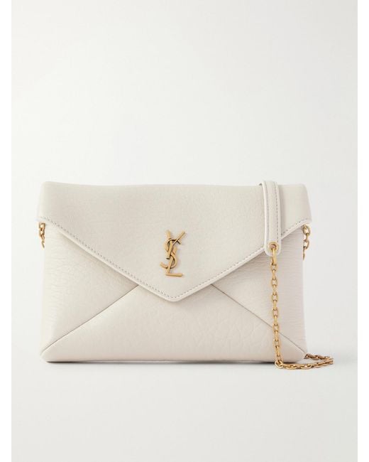 Saint Laurent Natural Cassandre Textured-Leather Shoulder Bag