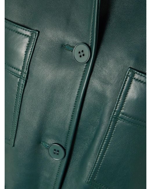 Nour Hammour Green Seleste Paneled Leather Jacket