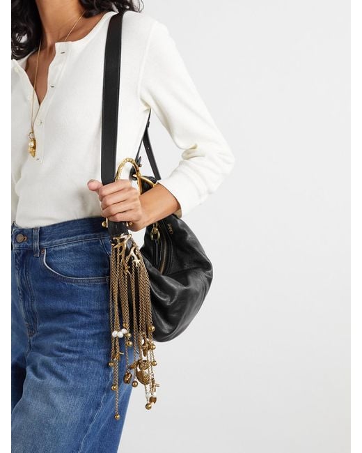 Chloé Black Bracelet Embellished Textured-Leather Tote